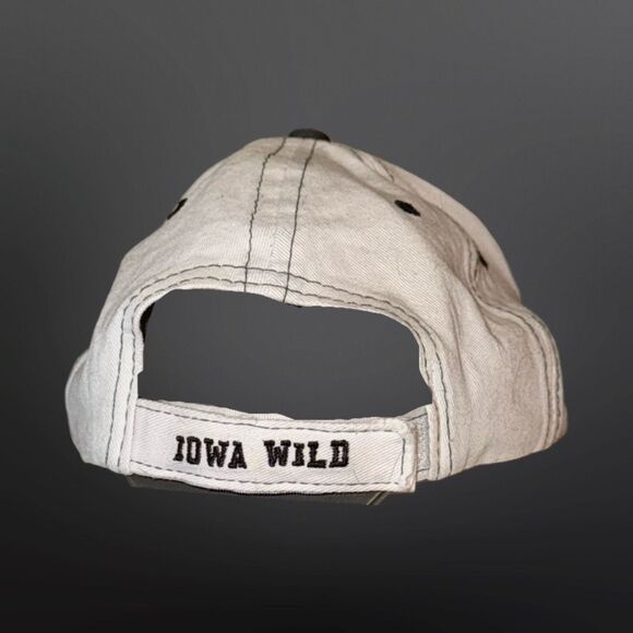 Iowa Wild Hockey Embroidered Logo Adjustable Back Cap Hat Black/White - Picture 7 of 8